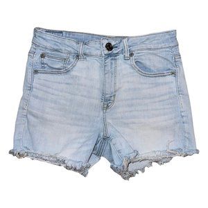 American Eagle Outfitters AEO Distressed Hi-Rise Light Wash Shortie Shorts 8